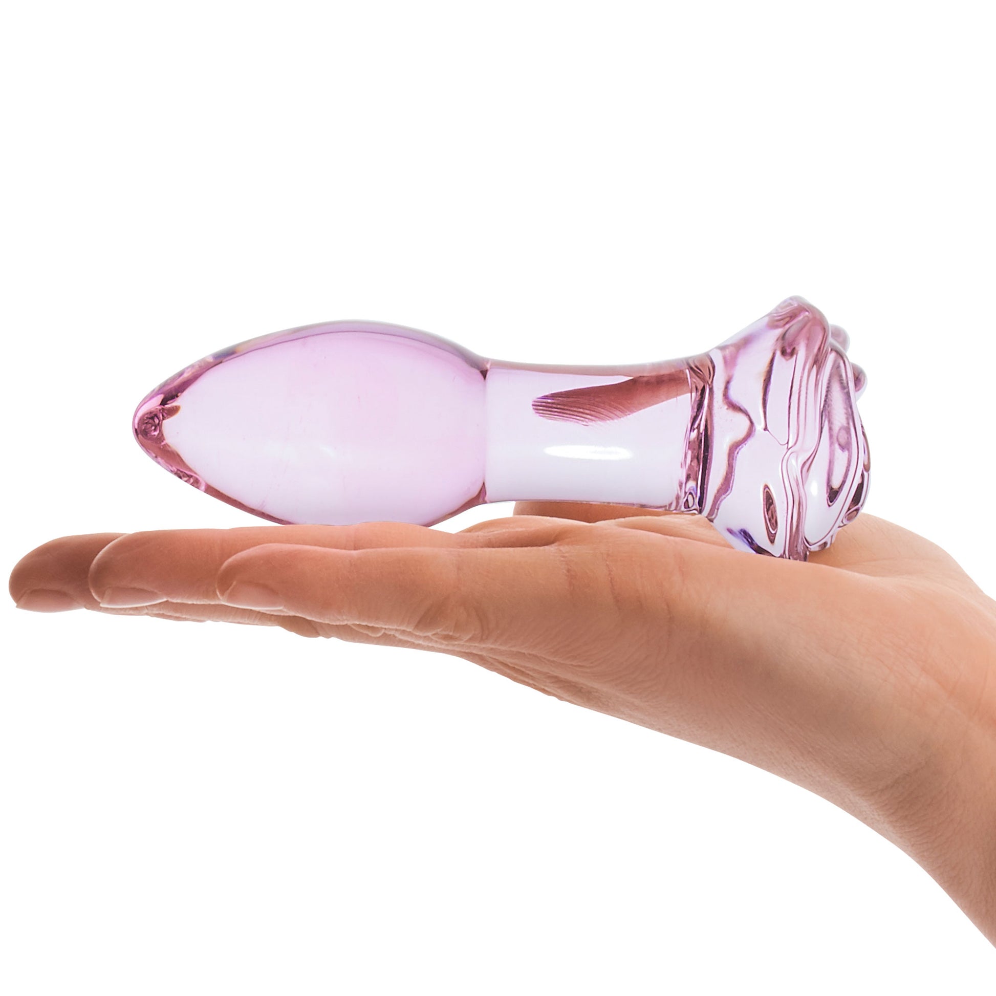 5 Inch Rosebud Glass Butt Plug - Pink - Not Very Vanilla