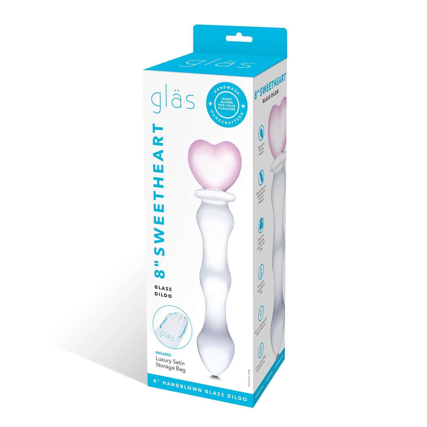 8 Inch Sweetheart Glass Dildo - Pink/clear - Not Very Vanilla