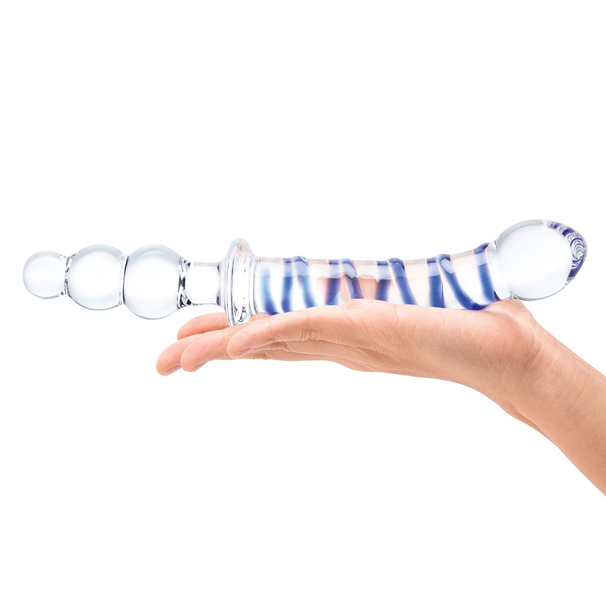 10 Inch Twister Dual-Ended Dildo - Clear/blue - Not Very Vanilla