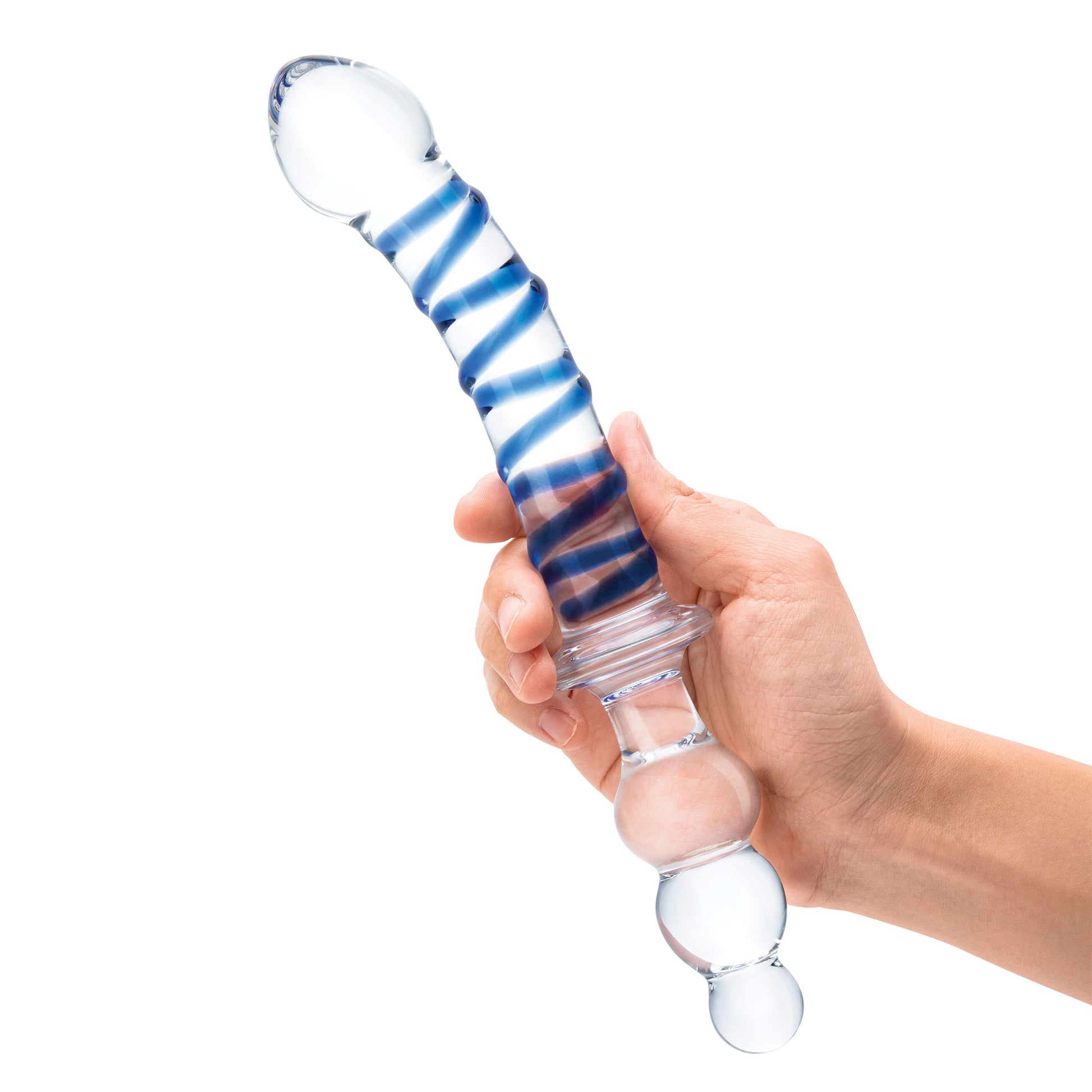 10 Inch Twister Dual-Ended Dildo - Clear/blue - Not Very Vanilla