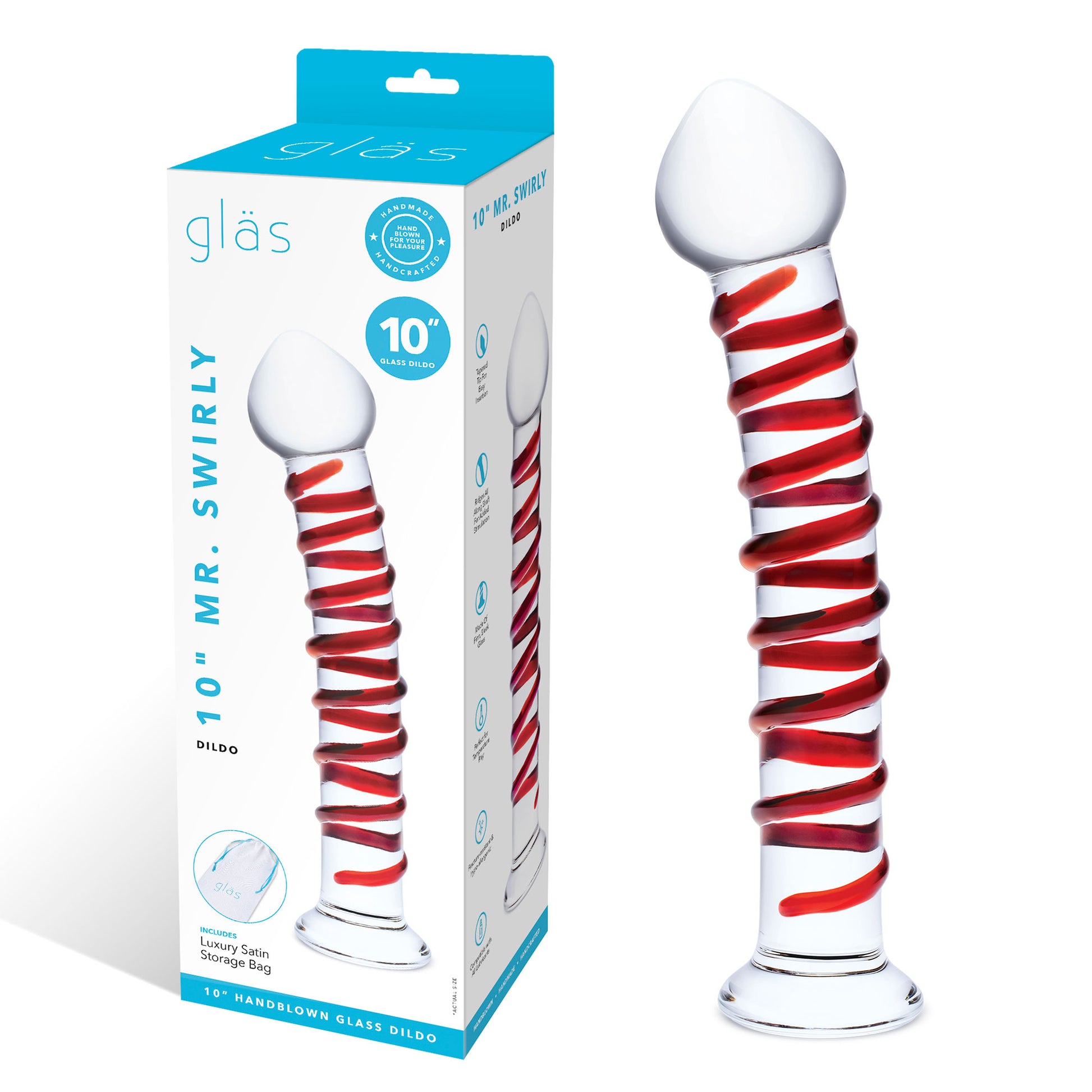 10 Inch Mr. Swirly Dildo - Red/clear - Not Very Vanilla