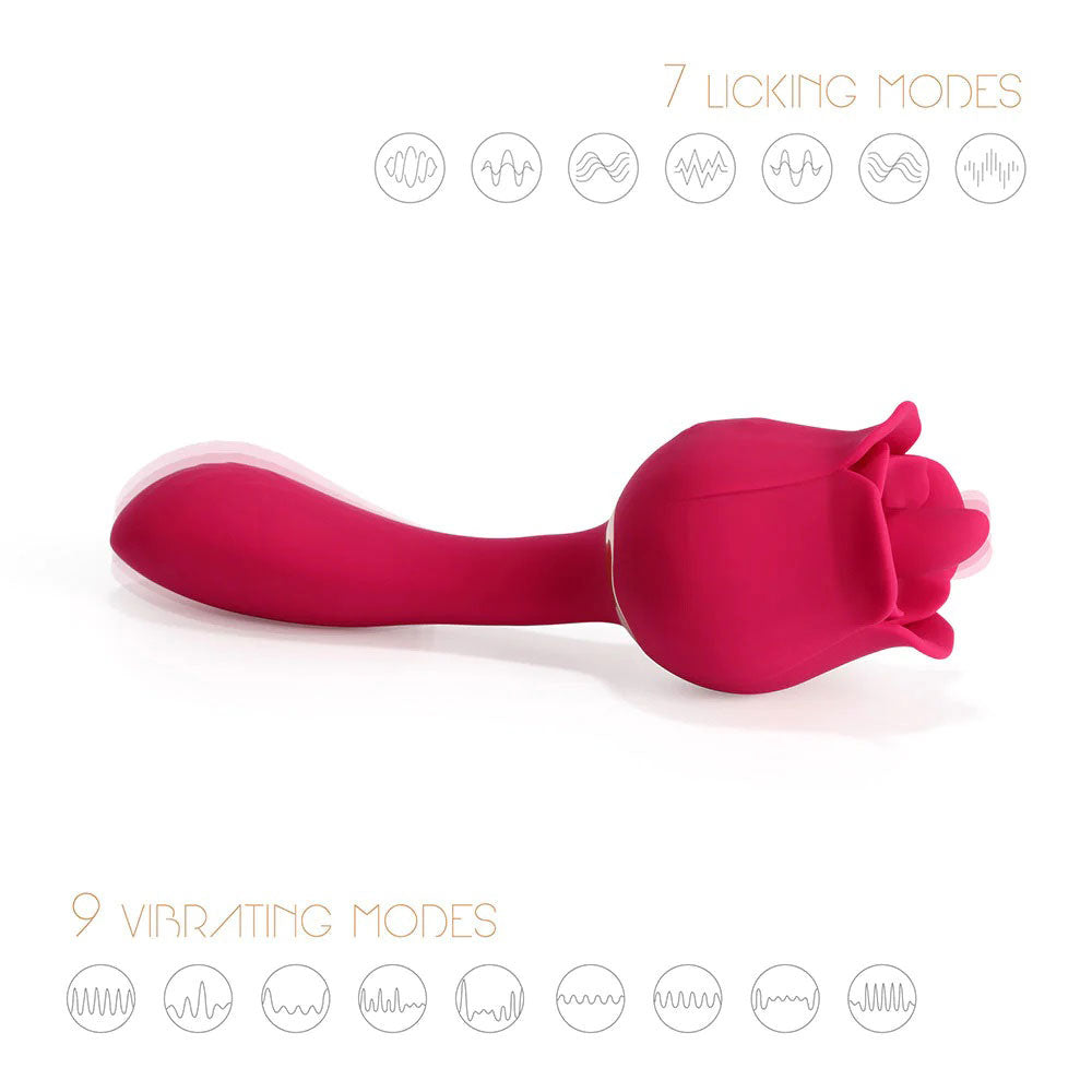 Rhea - the Rose Clit Licking Tongue Vibrator and G Spot Massager - Pink - Not Very Vanilla