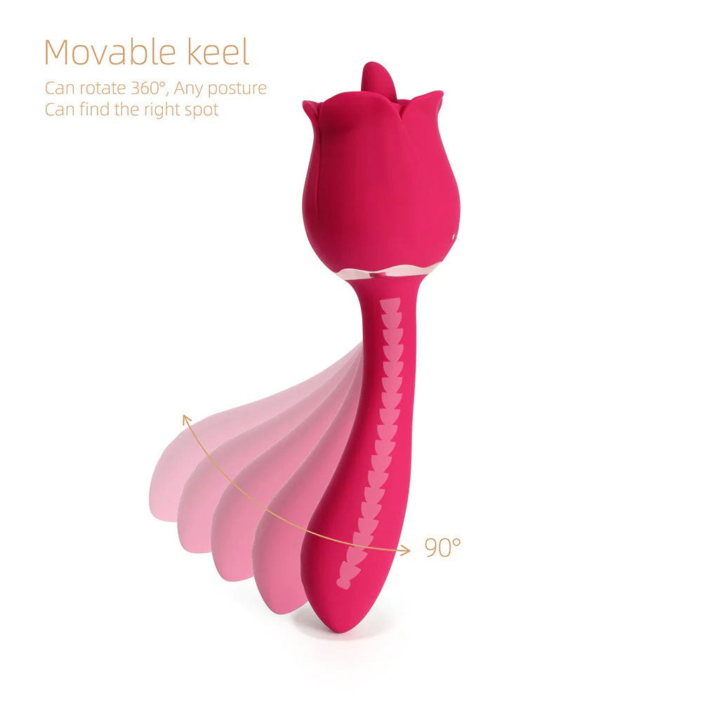 Rhea - the Rose Clit Licking Tongue Vibrator and G Spot Massager - Pink - Not Very Vanilla