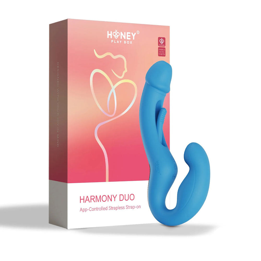 Harmony Duo App-Controlled Strapless Strap-on - Blue - Not Very Vanilla