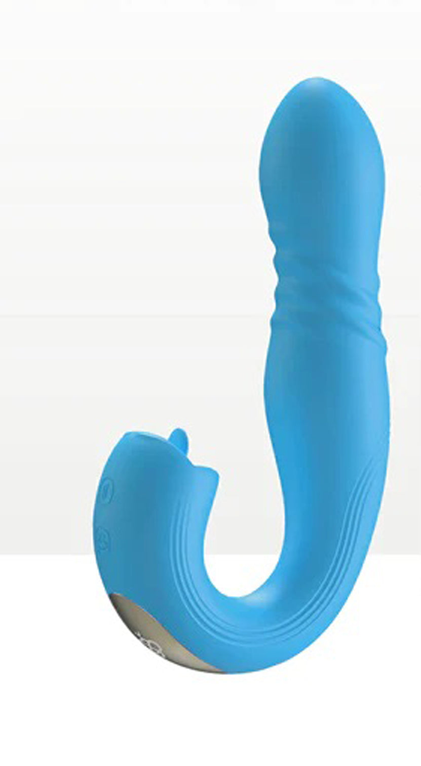 Joi Thrust 2 - App Controlled Thrusting G-Spot Vibrator - Blue - Not Very Vanilla