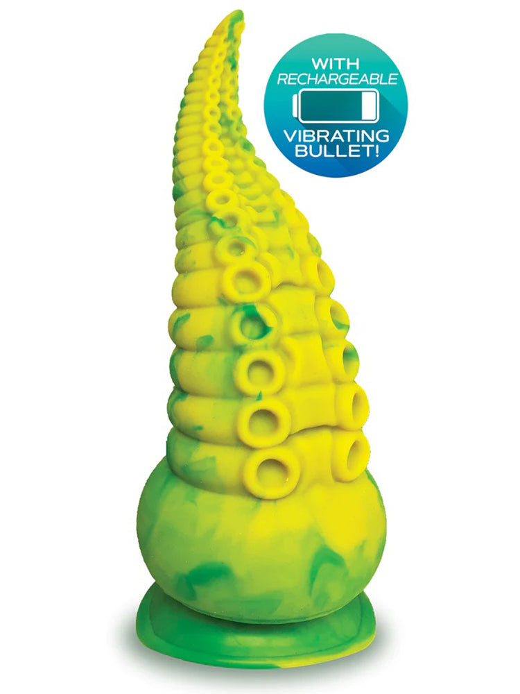 Alien Nation Octopod Silicone Rechargeable Vibrating Creature Dildo - Yellow and Green - Not Very Vanilla