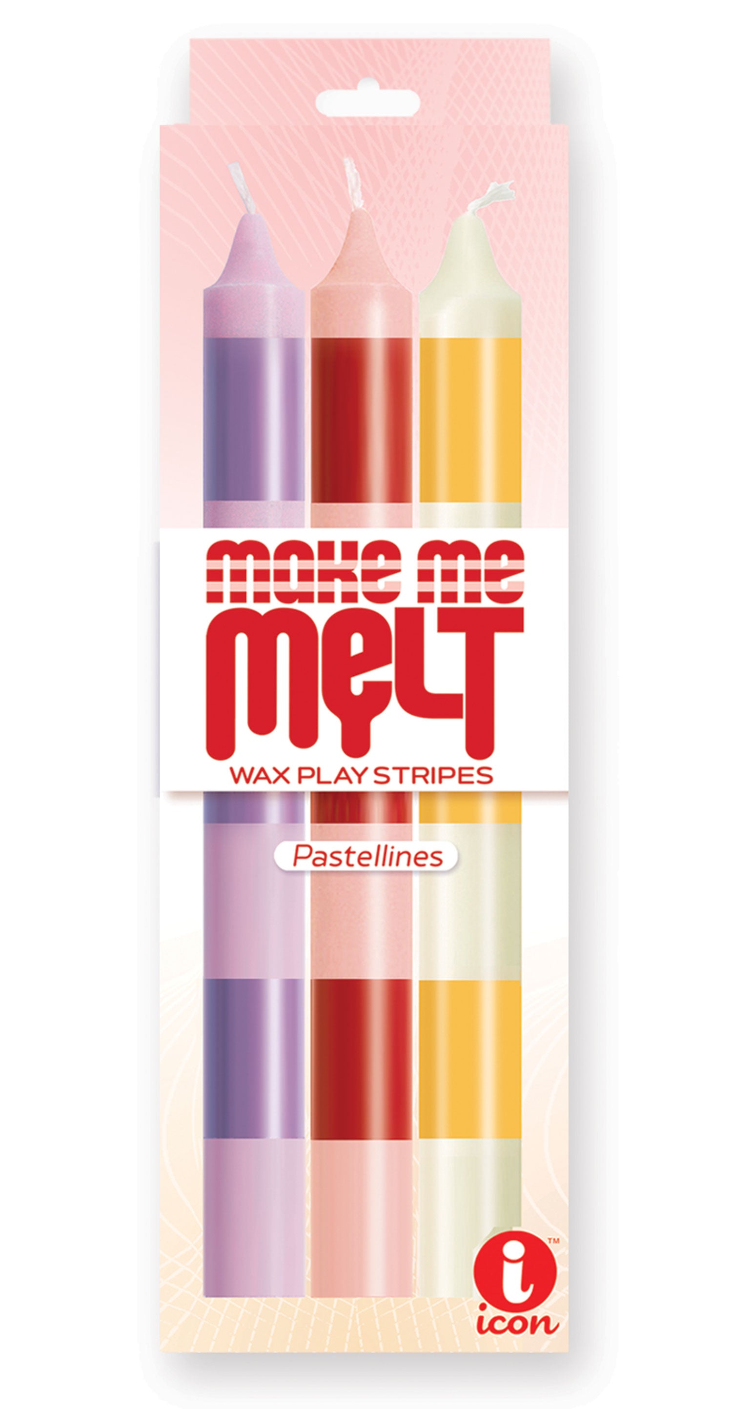 The 9's Make Me Melt Sensual Warm Drip Candles 3pk Stripes Pastellines - Not Very Vanilla