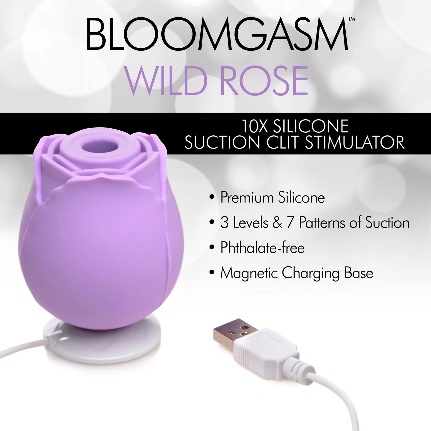 Bloomgasm Wild Rose 10x Suction Clit Stimulator - Purple - Not Very Vanilla