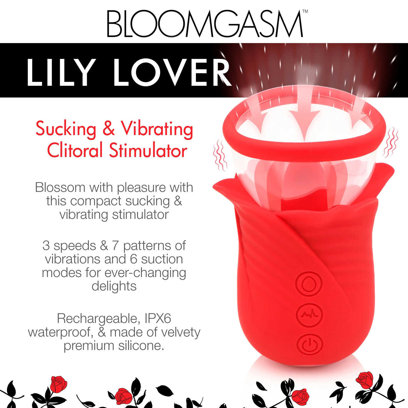 Lily Lover Sucking and Vibrating Clitoral Stimulator- Red - Not Very Vanilla