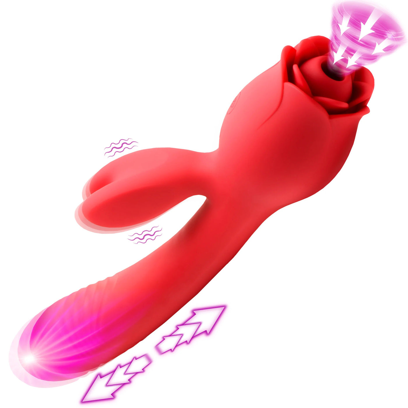 Blooming Bunny Sucking and Thrusting Silicone Rabbit Vibrator - Red - Not Very Vanilla