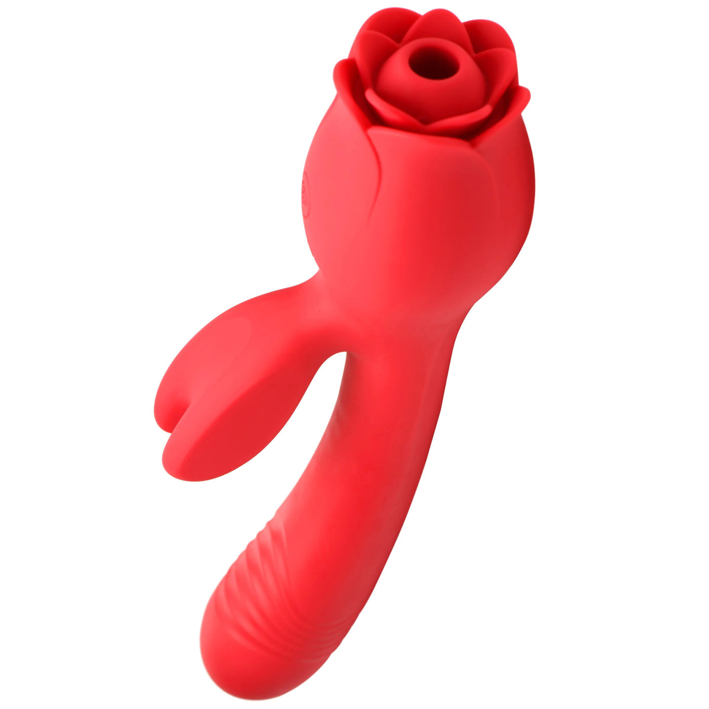 Blooming Bunny Sucking and Thrusting Silicone Rabbit Vibrator - Red - Not Very Vanilla