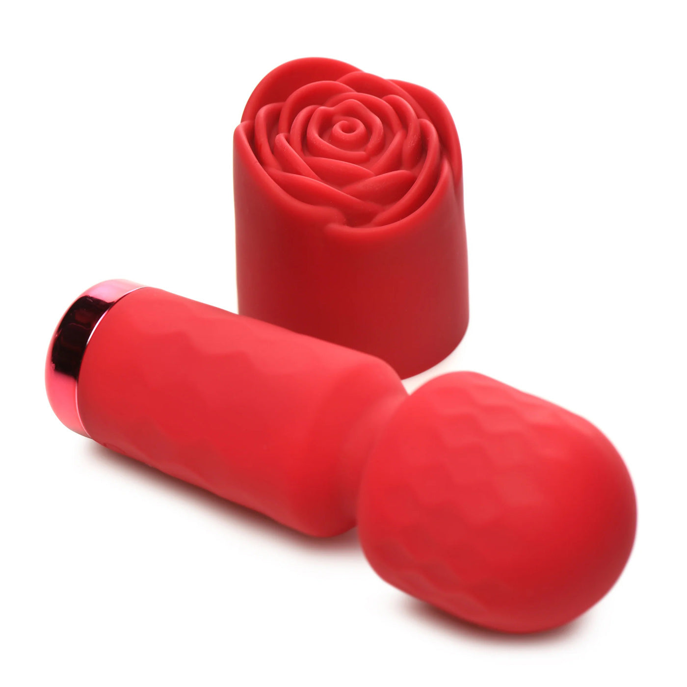 Pleasure Rose-Petite Mini Silicone Rose Wand - Red - Not Very Vanilla