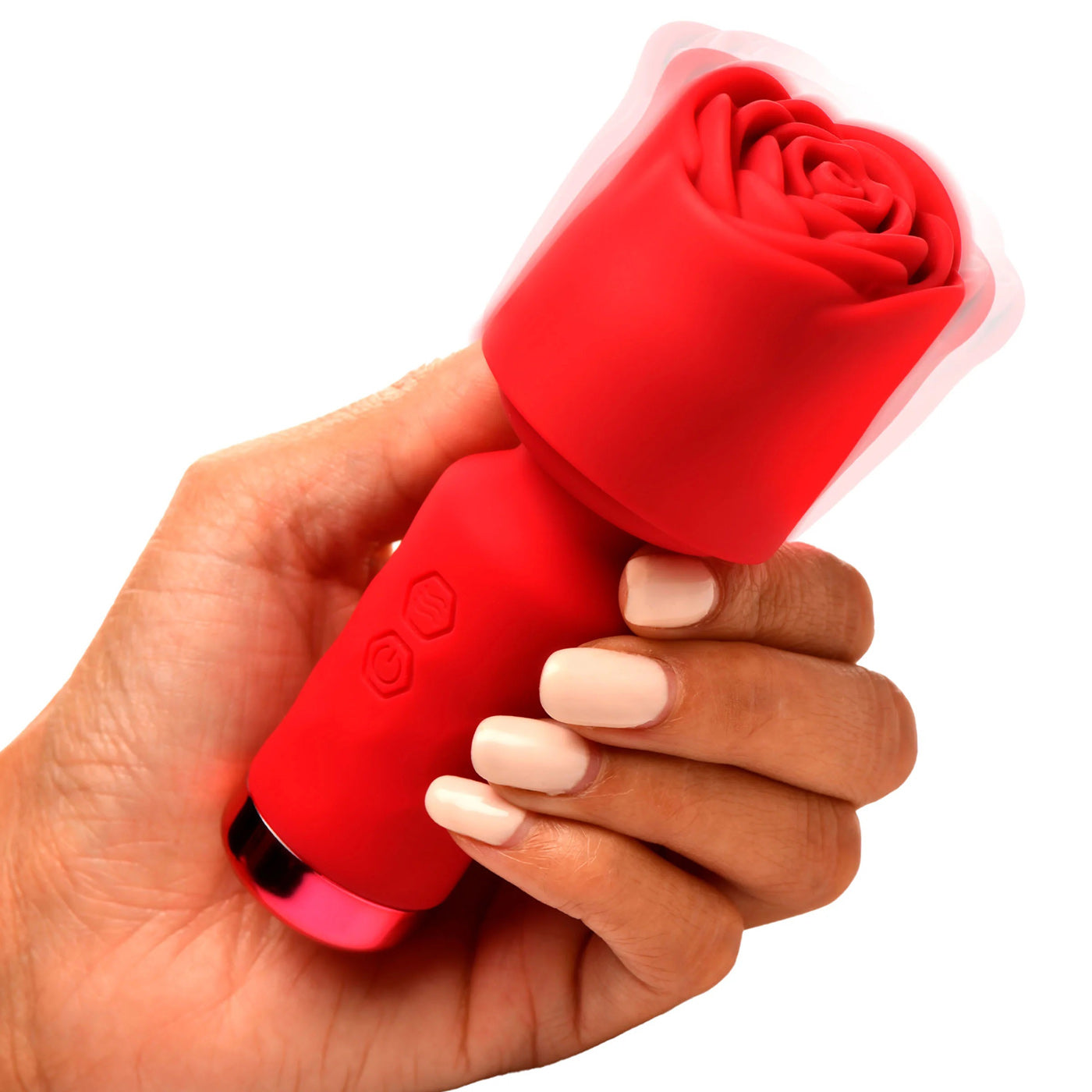 Pleasure Rose-Petite Mini Silicone Rose Wand - Red - Not Very Vanilla