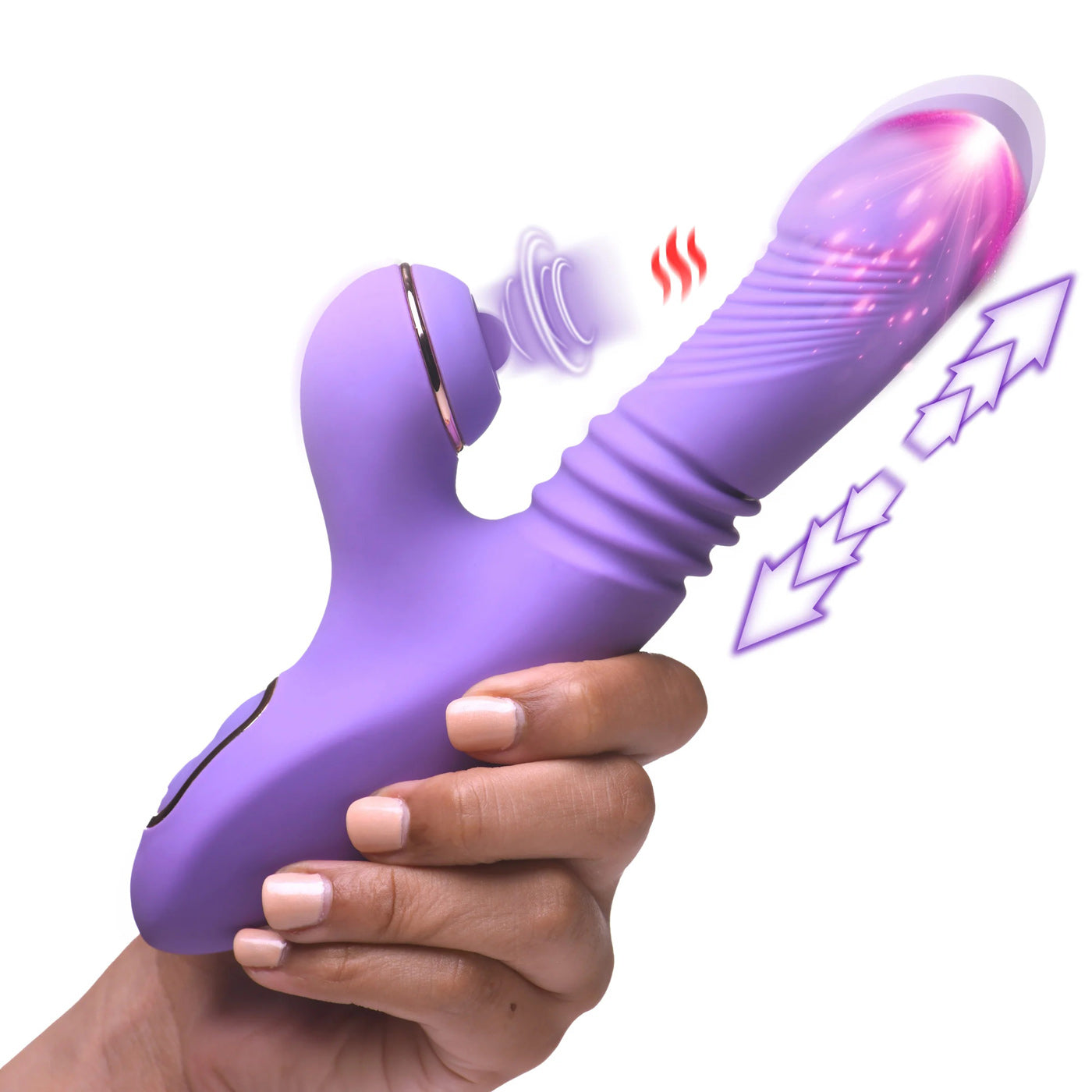 Pro-Thrust Max 14x Thrusting and Pulsing Silicone Rabbit - Purple - Not Very Vanilla