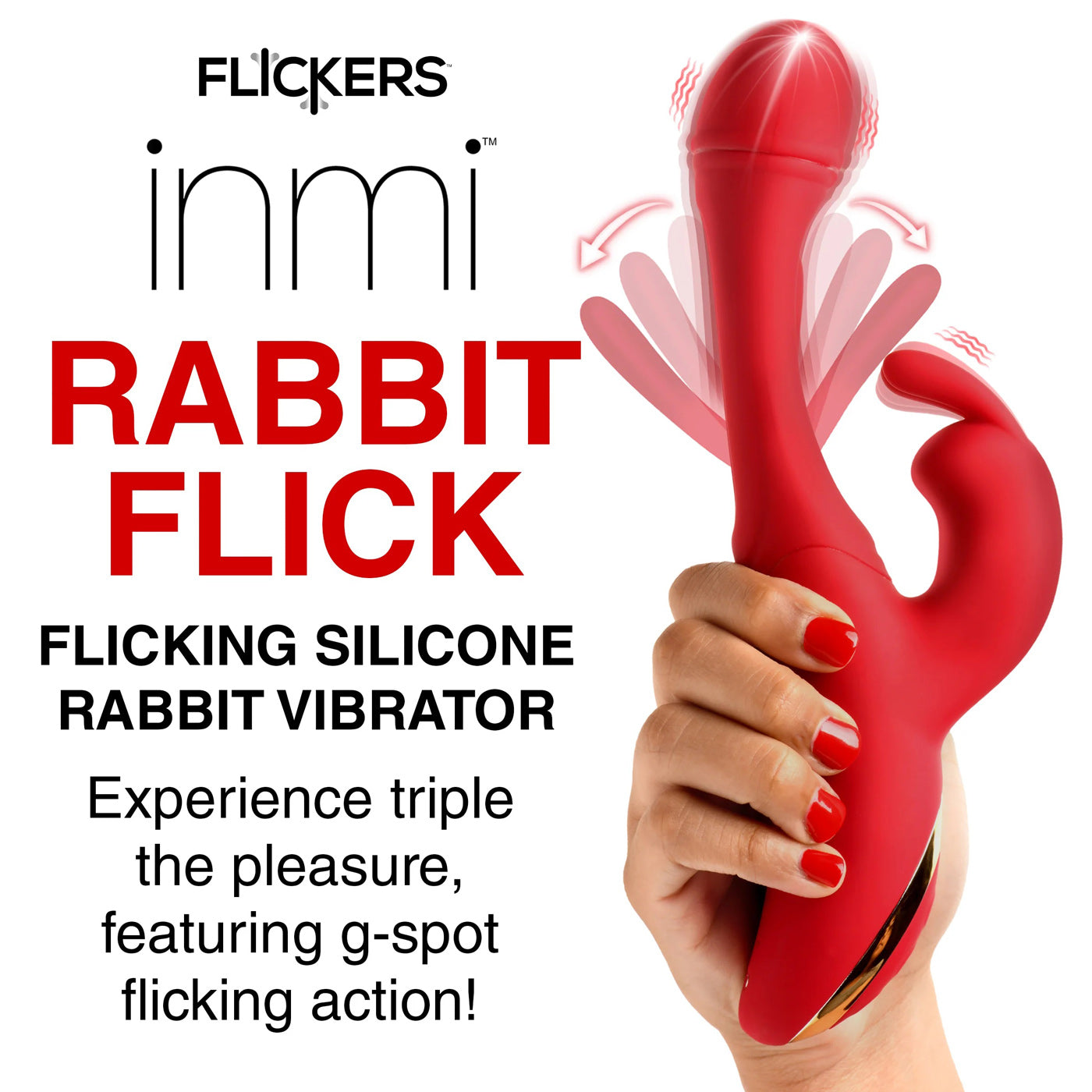 Rabbit Flick Flicking Silicone Rabbit Vibrator - Red - Not Very Vanilla