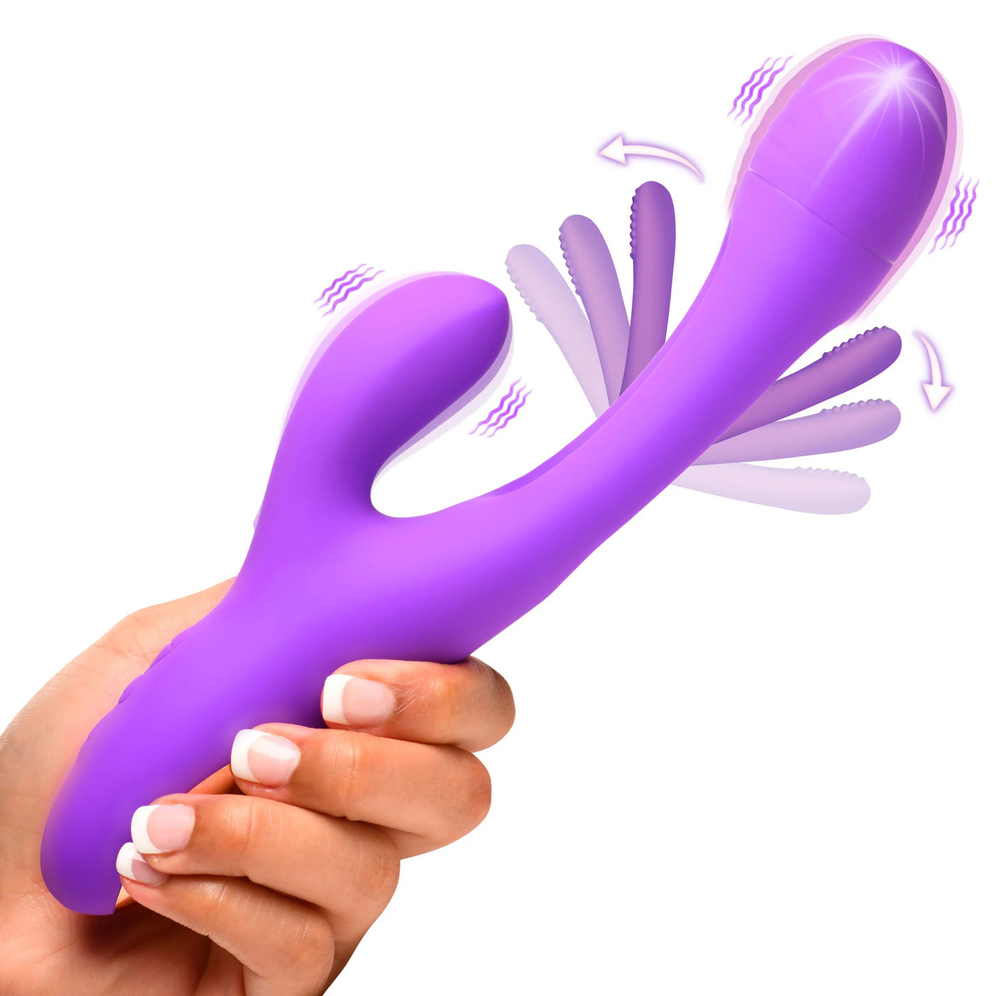 Tri-Flick Flicking Silicone Rabbit Vibrator - Purple - Not Very Vanilla