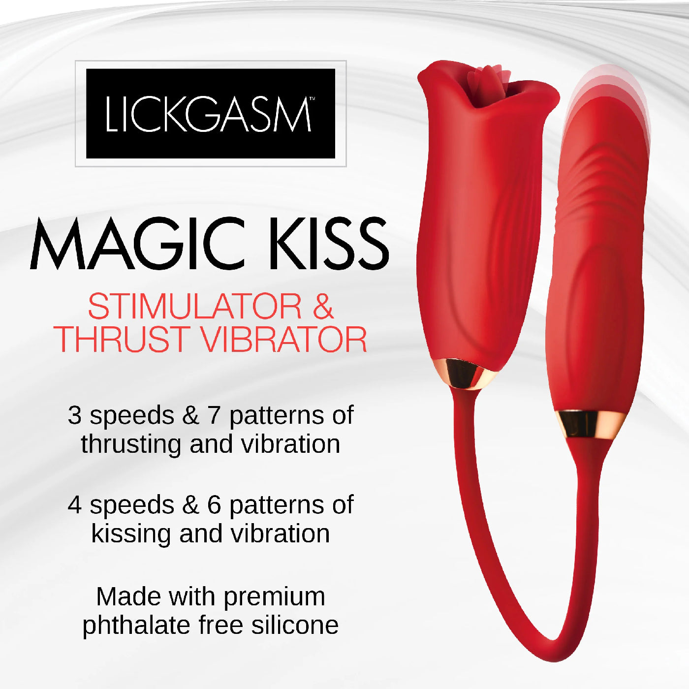 Magic Kiss Kissing Clitoral Stimulator With Thrusting Vibrator - Red - Not Very Vanilla