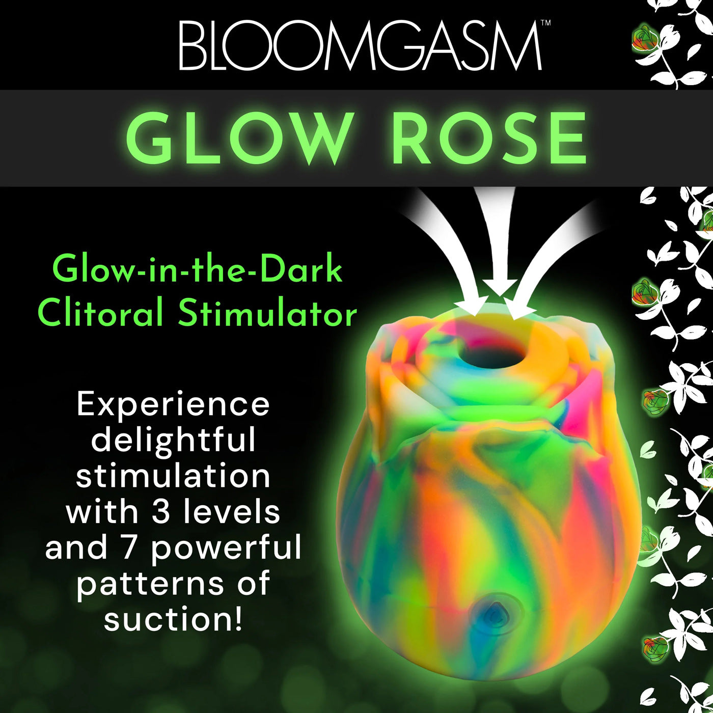 Glow Rose Glow-in-the-Dark Rose Clit Stimulator - Rainbow - Not Very Vanilla