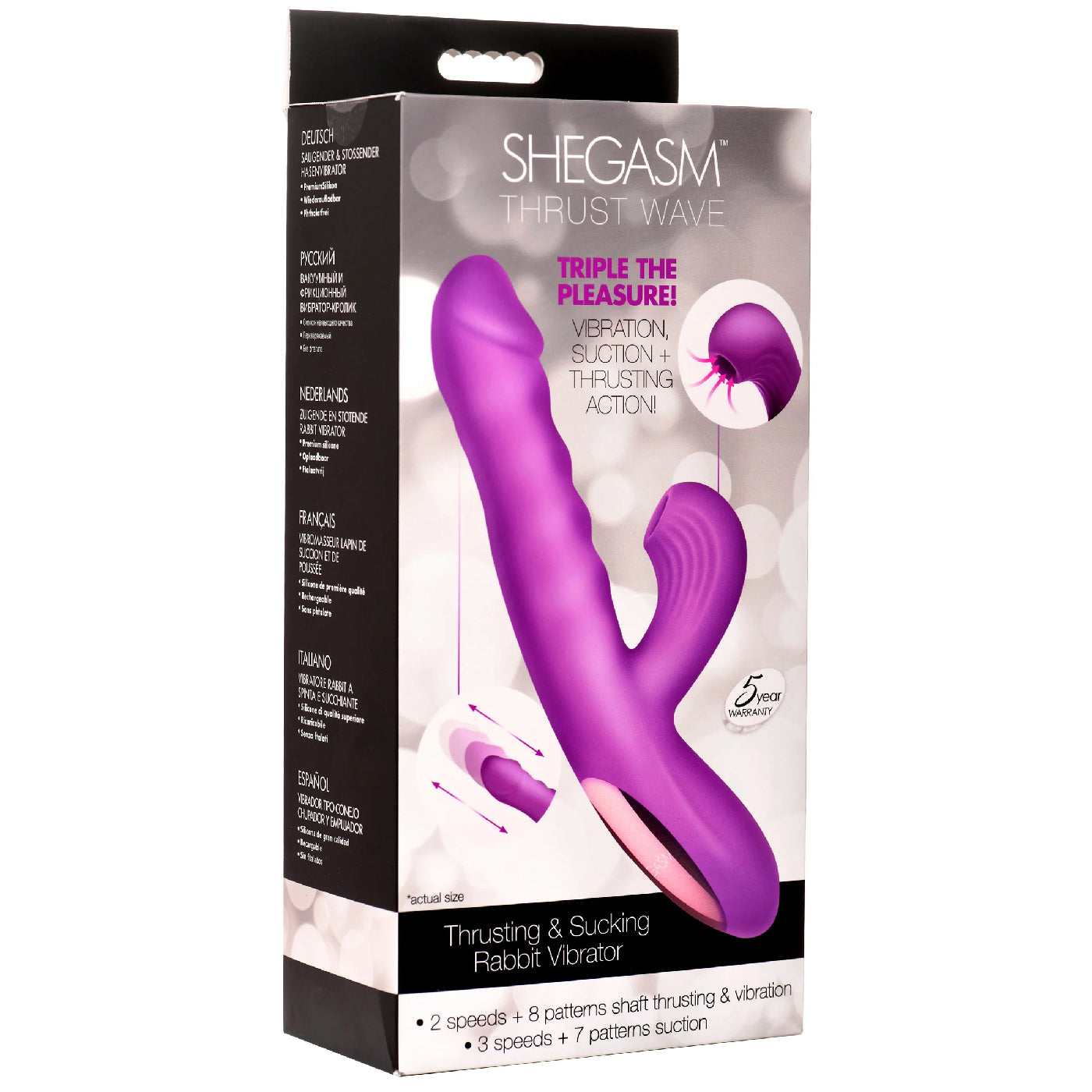 Thrust Wave Thrusting and Sucking Rabbit Vibrator - Purple - Not Very Vanilla