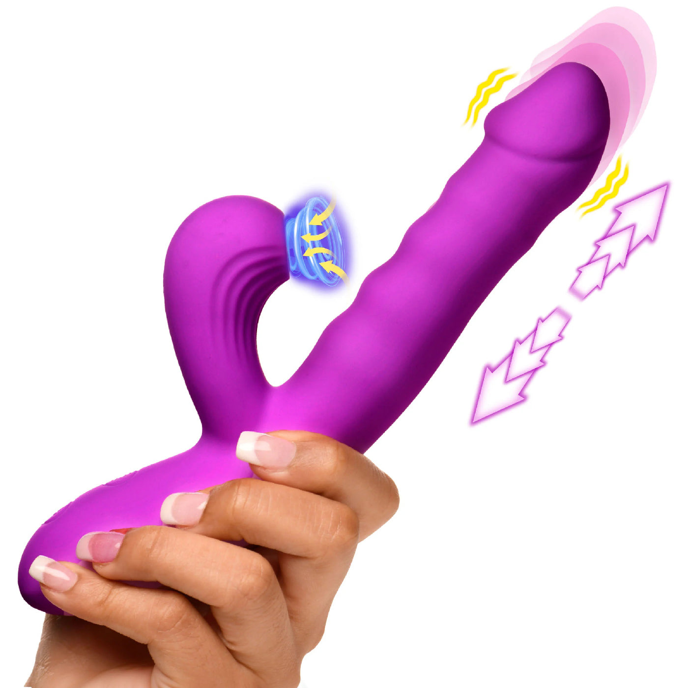 Thrust Wave Thrusting and Sucking Rabbit Vibrator - Purple - Not Very Vanilla