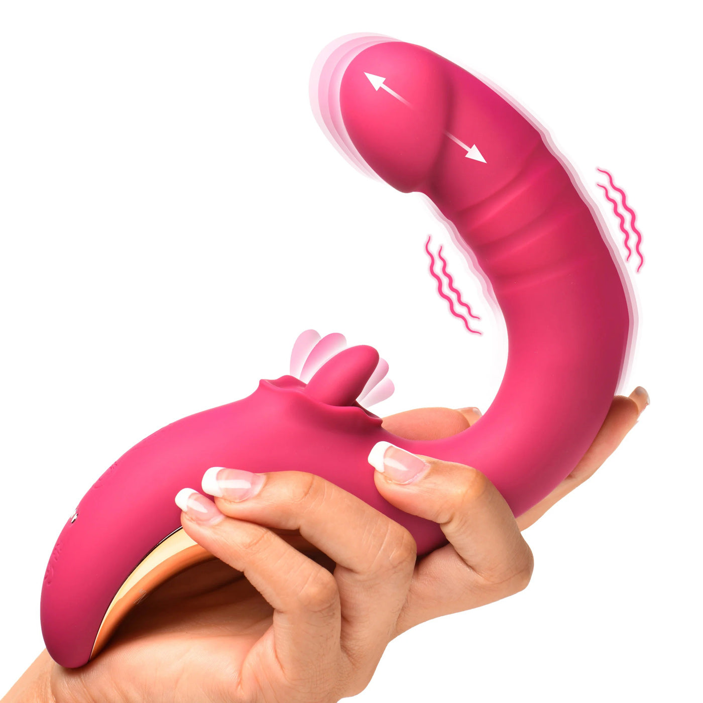 Tease and Please Thrusting and Licking Vibrator - Fuchsia - Not Very Vanilla