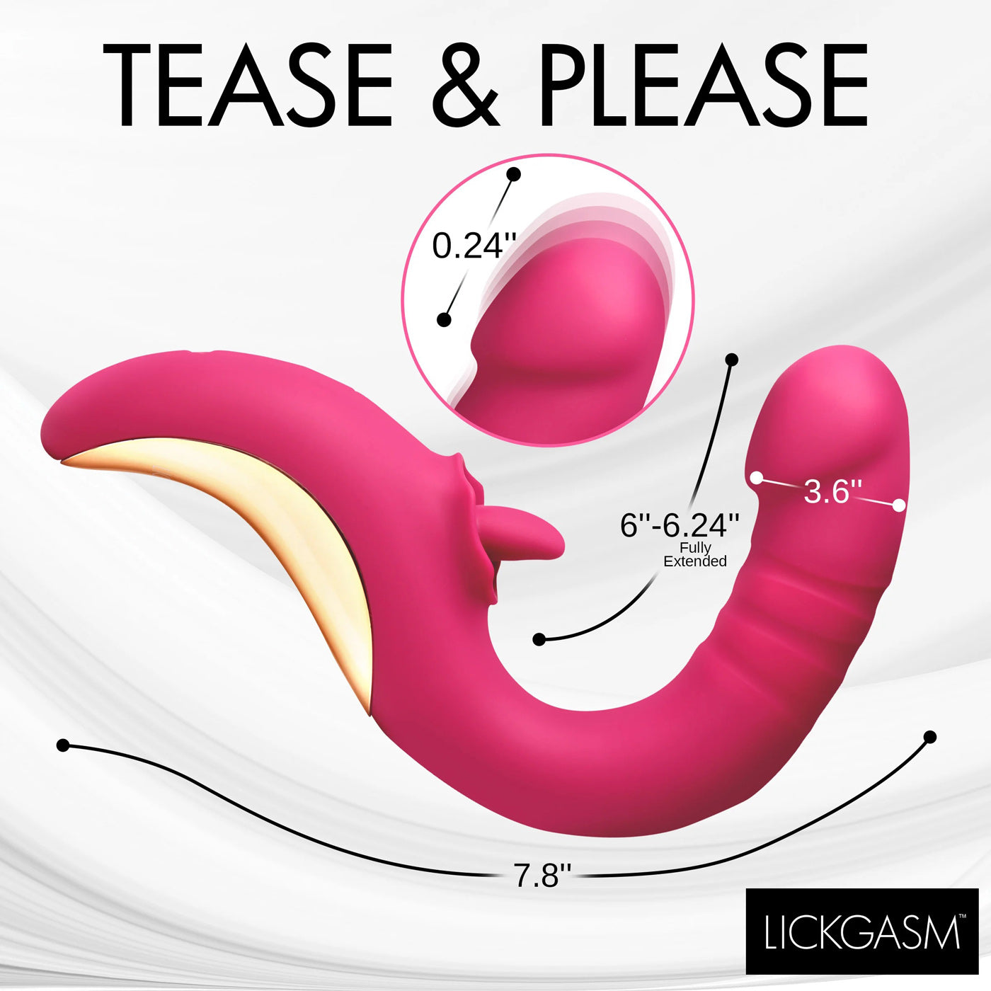 Tease and Please Thrusting and Licking Vibrator - Fuchsia - Not Very Vanilla