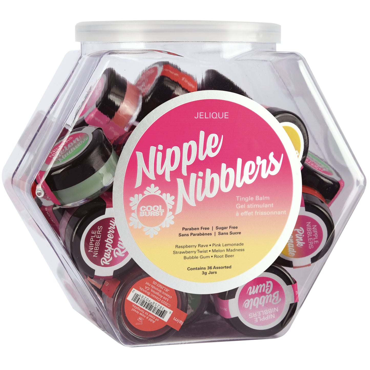 Nipple Nibblers Tingle Balm - 36 Pc. Bowl - 3gm Jars Assorted - Not Very Vanilla