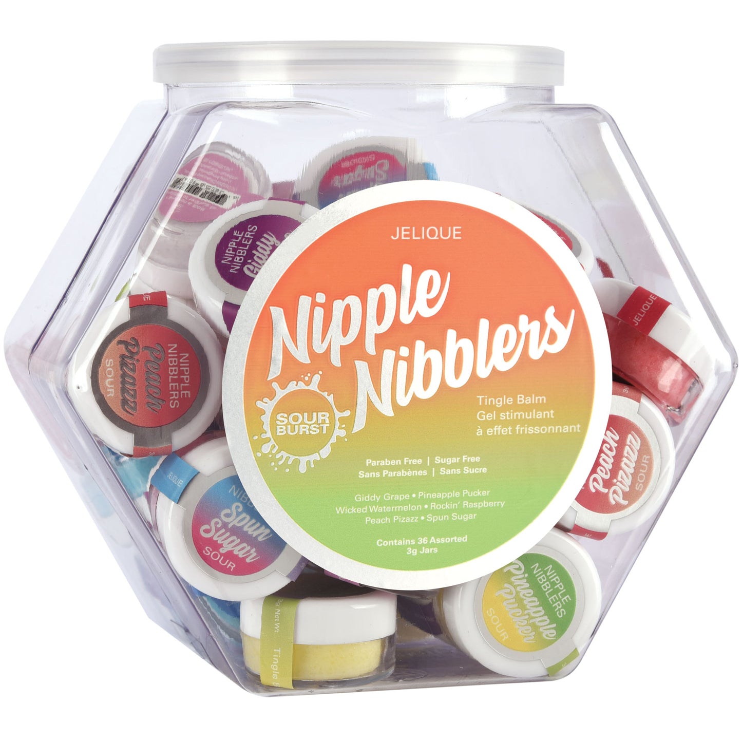 Nipple Nibbler Sour Tingle Balm Assorted - 36 Pc. Bowl - 3g Jar - Not Very Vanilla