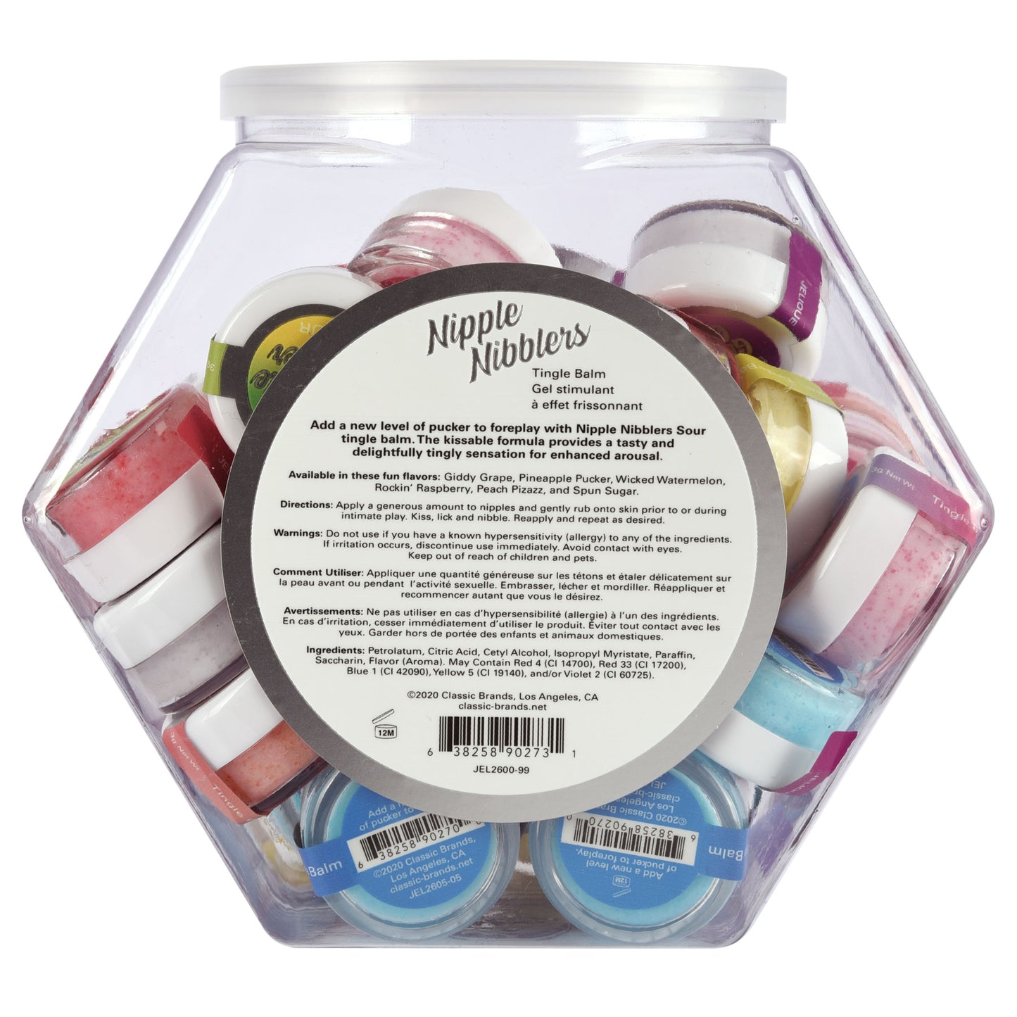 Nipple Nibbler Sour Tingle Balm Assorted - 36 Pc. Bowl - 3g Jar - Not Very Vanilla