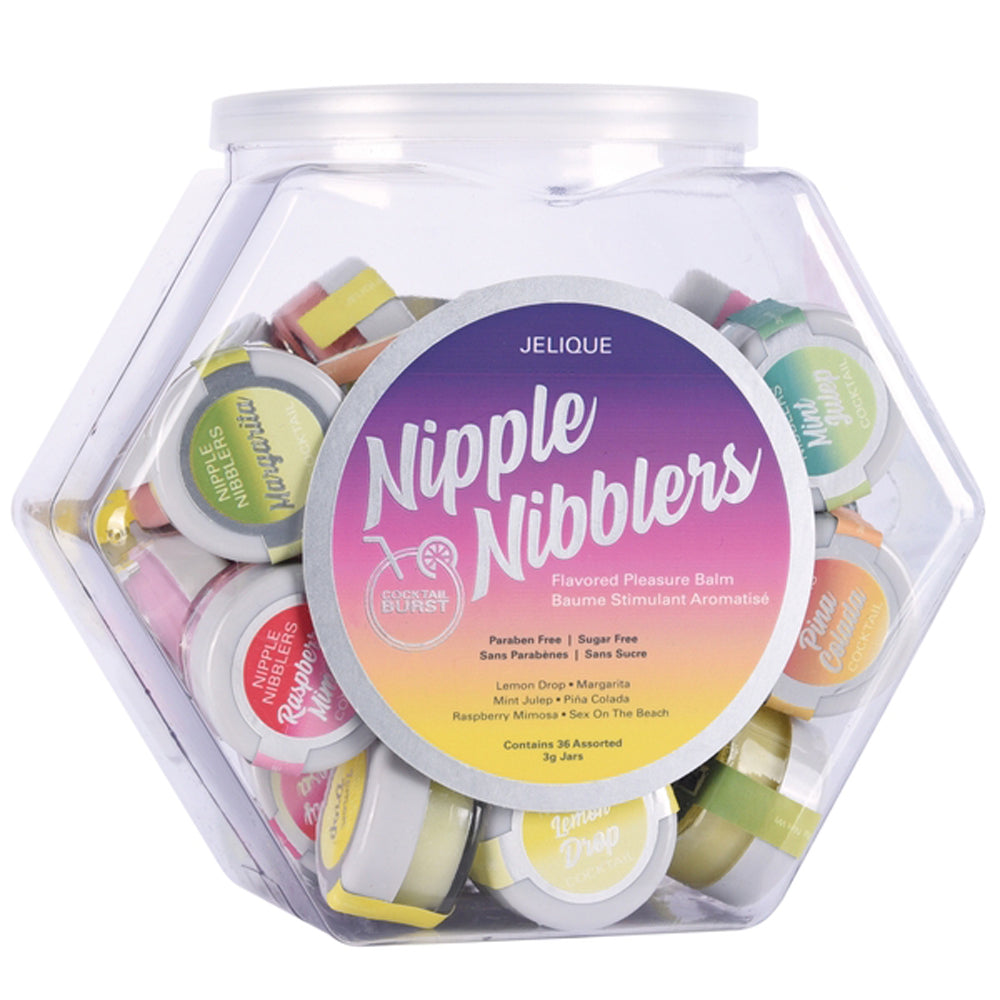 Nipple Nibblers Cocktail Pleasure Balm Assorted - 36 Pc Bowl - 3g Jar - Not Very Vanilla