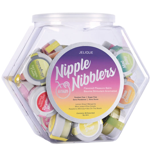 Nipple Nibblers Cocktail Pleasure Balm Assorted - 36 Pc Bowl - 3g Jar - Not Very Vanilla