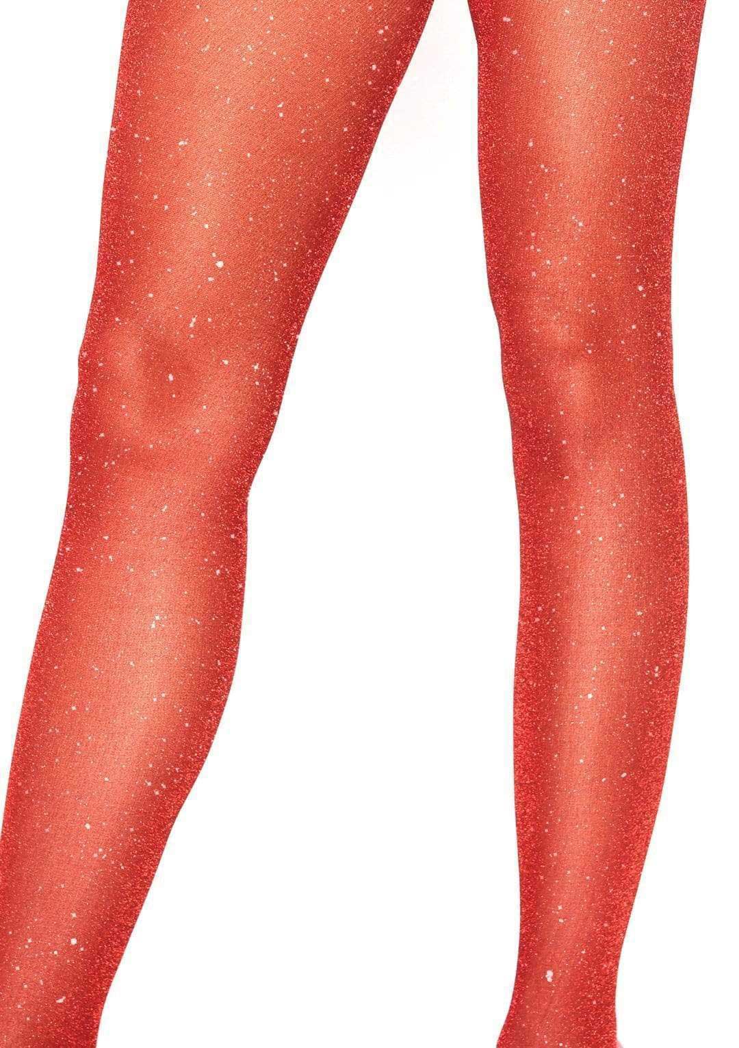 Lurex Shimmer Tights - One Size - Red - Not Very Vanilla