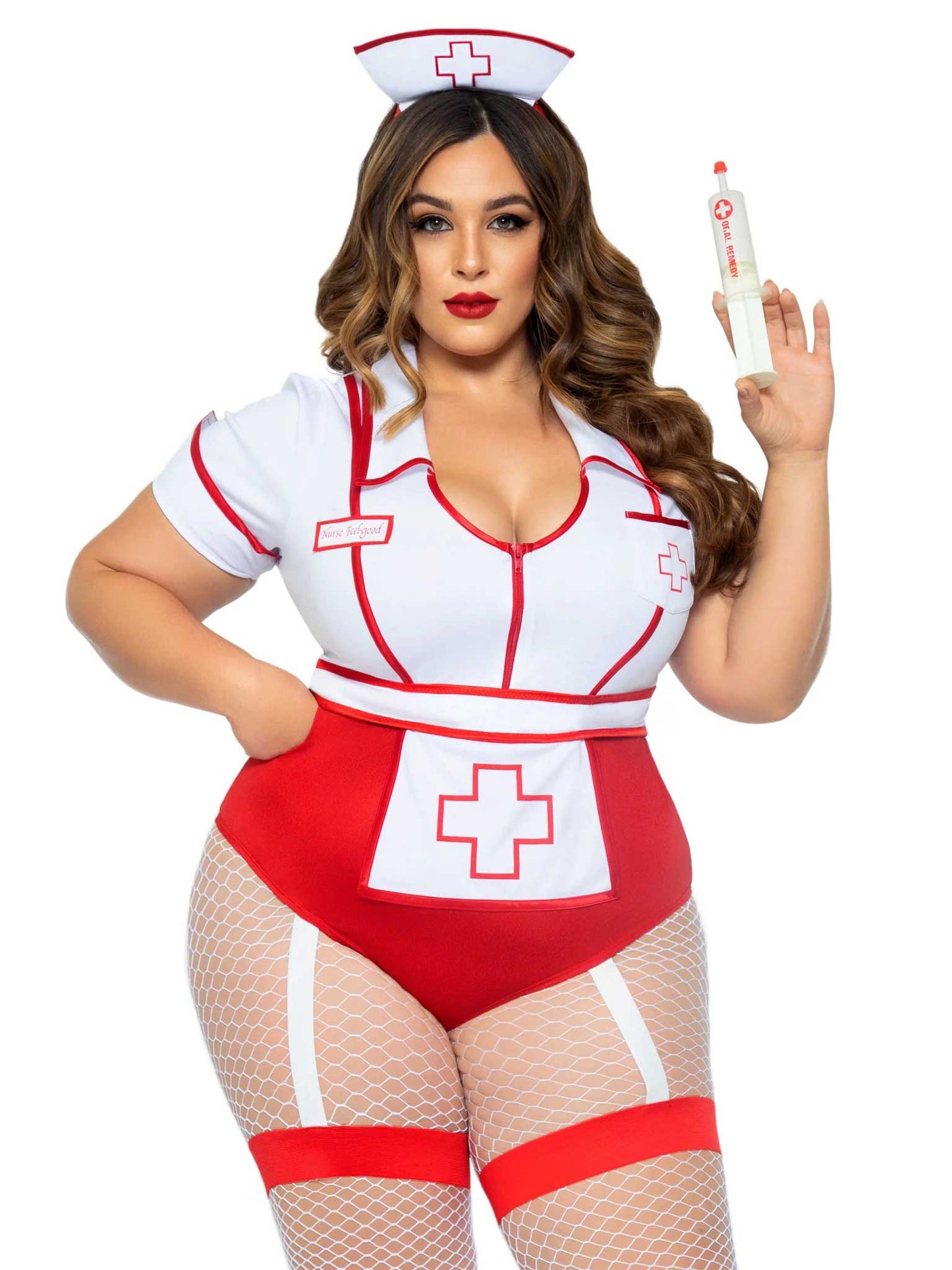 Plus Nurse Feelgood Sexy Costume - 3x/4x - White / Red - Not Very Vanilla