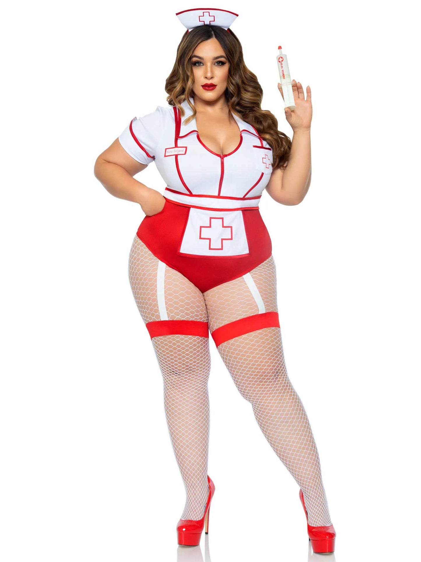 Plus Nurse Feelgood Sexy Costume - 3x/4x - White / Red - Not Very Vanilla