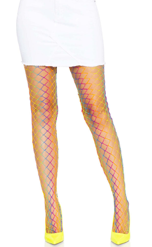 Ombre Rainbow Woven Net Tights - One Size - Rainbow - Not Very Vanilla