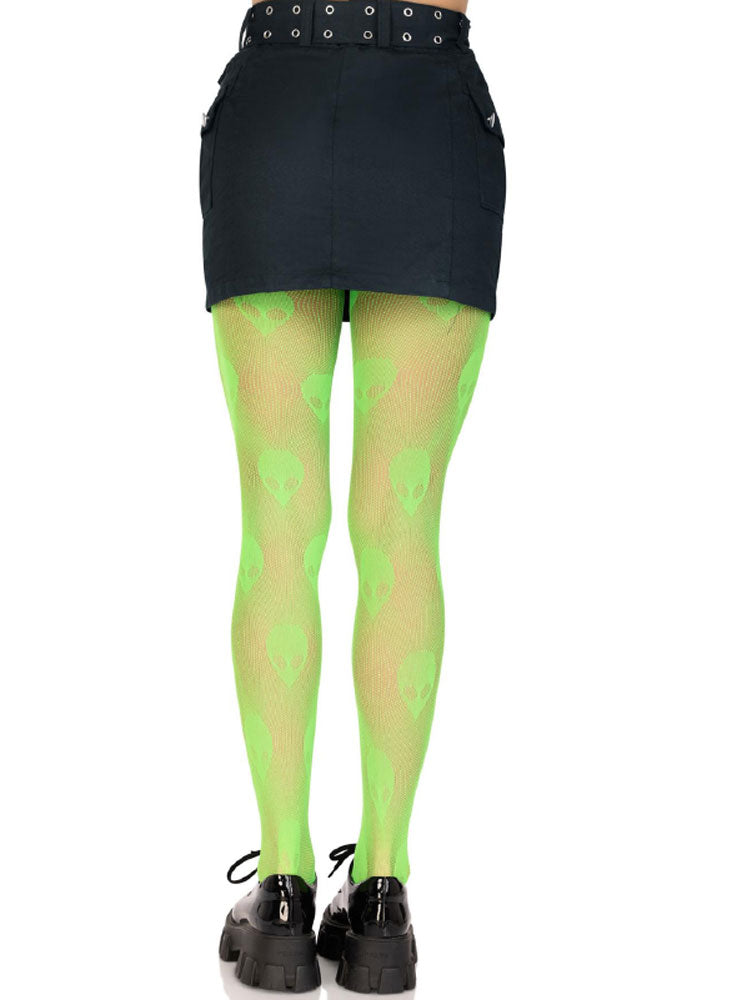 Alien Net Tights - One Size - Green - Not Very Vanilla