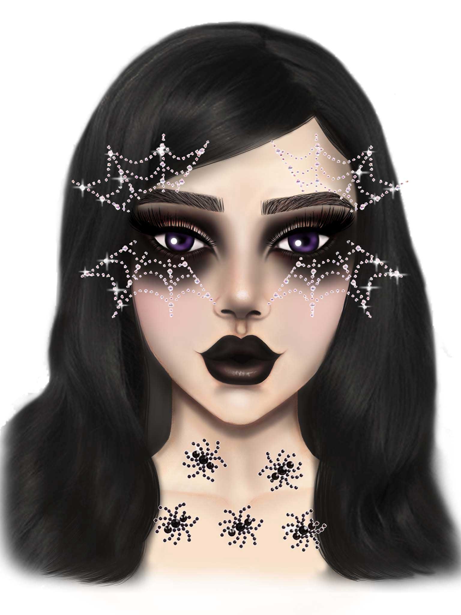 Spider Web Face Jewels Sticker - Not Very Vanilla