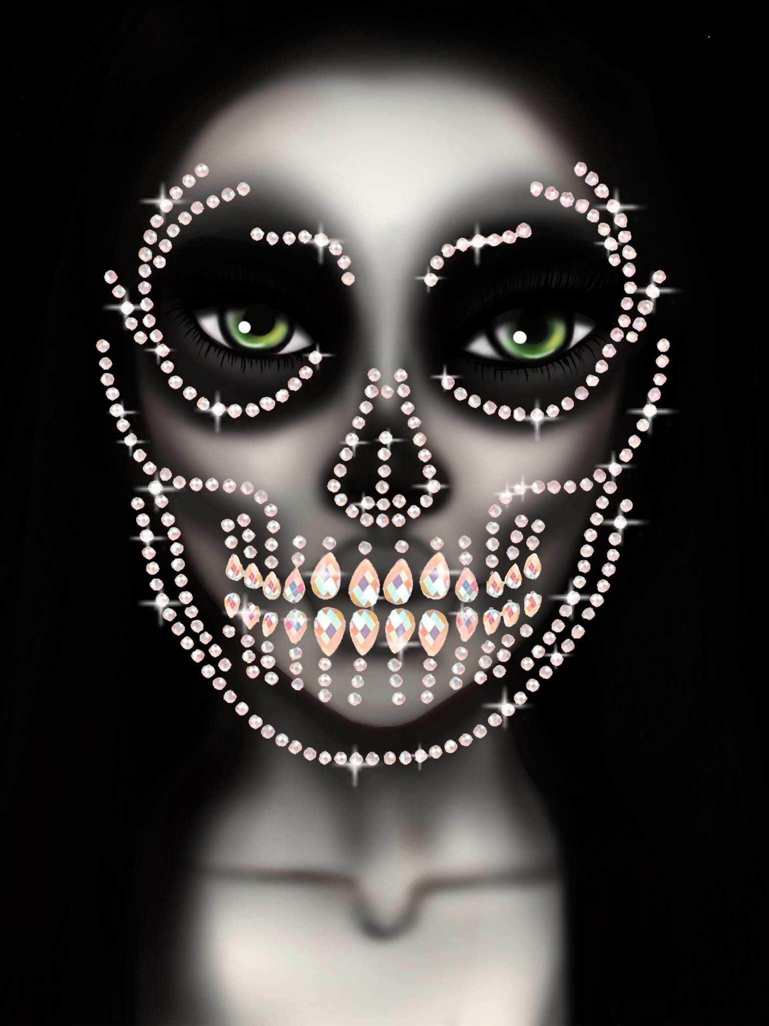 Glow in the Dark Skull Face Jewels Sticker - Not Very Vanilla