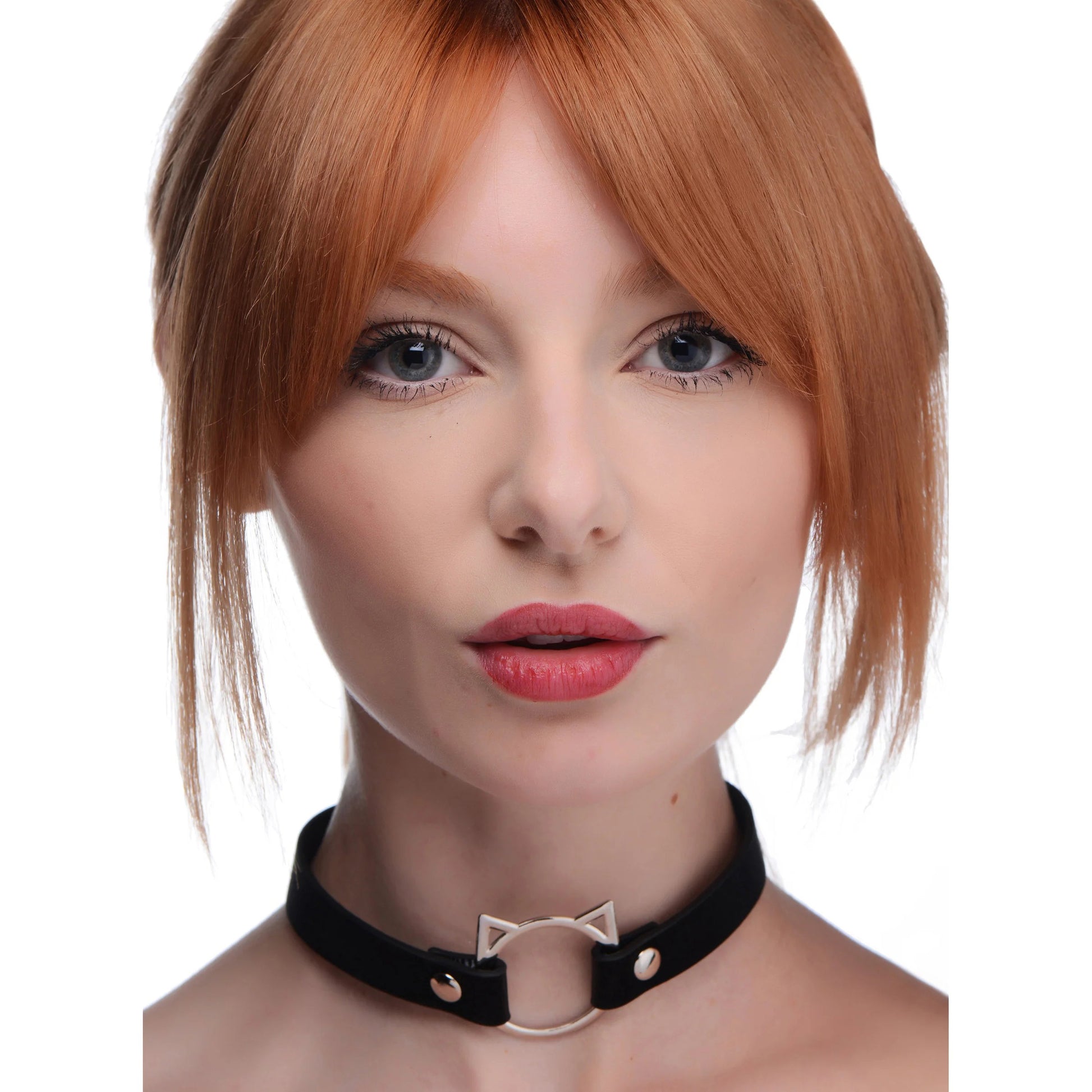 Kinky Kitty Ring Slim Choker - Black - Not Very Vanilla