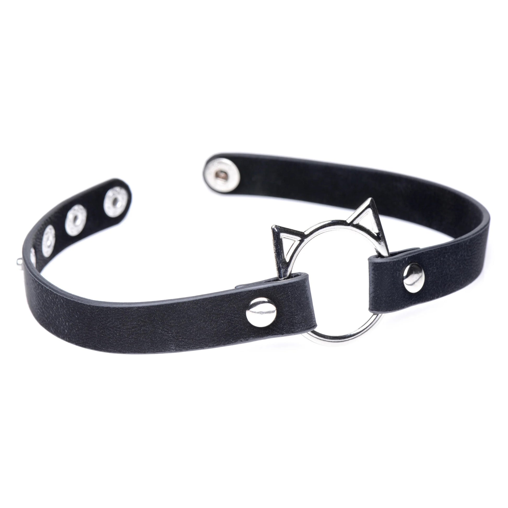 Kinky Kitty Ring Slim Choker - Black - Not Very Vanilla