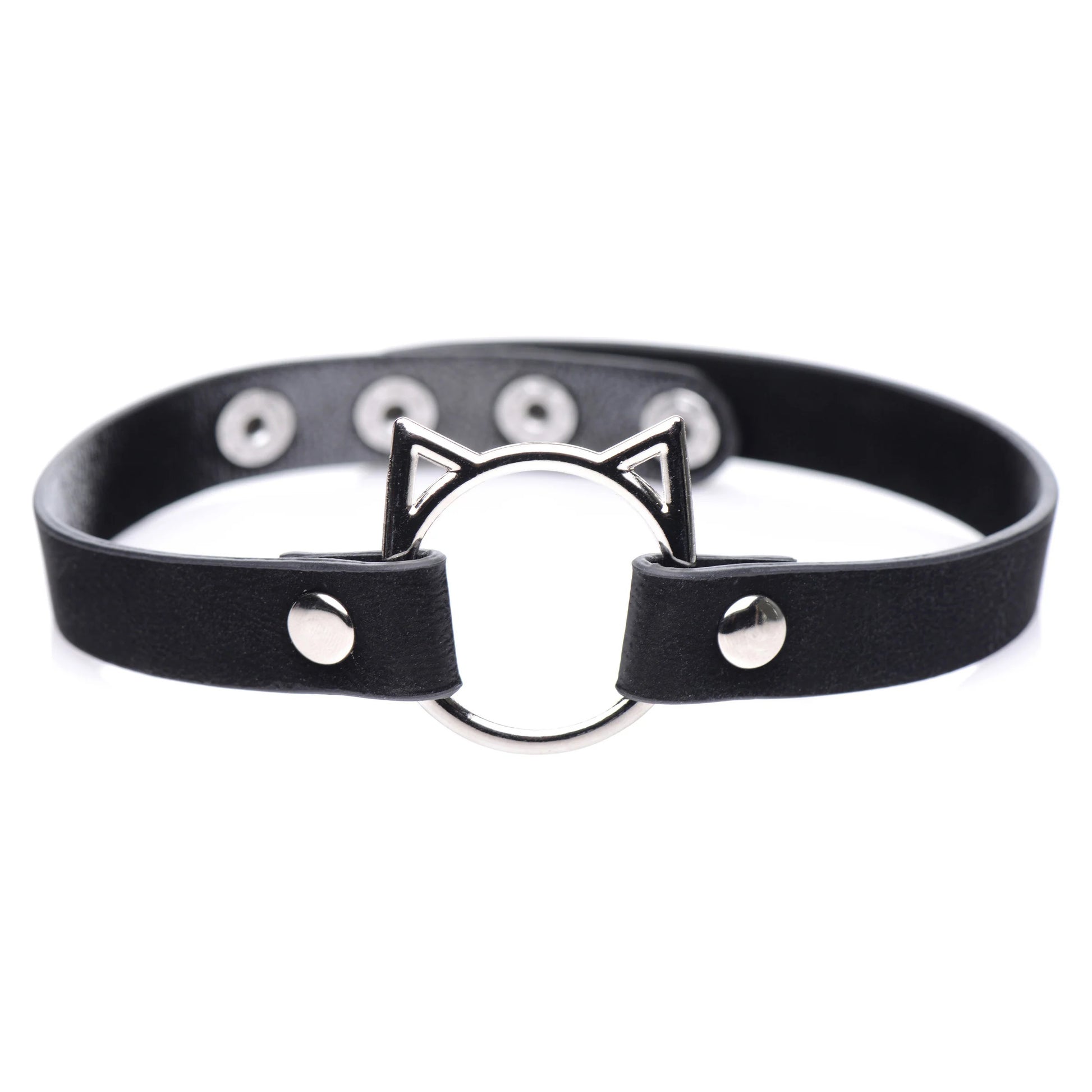 Kinky Kitty Ring Slim Choker - Black - Not Very Vanilla