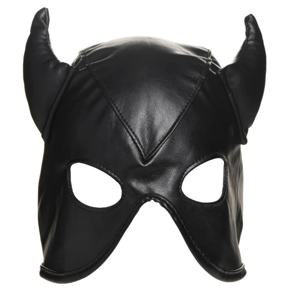 Dungeon Demon Bondage Hood With Horns - Black - Not Very Vanilla