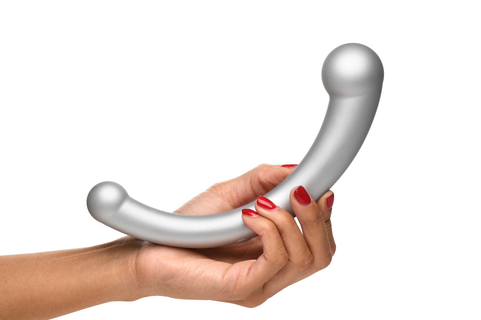 10x Vibra-Crescent Silicone Dual Ended Dildo - Silver - Not Very Vanilla