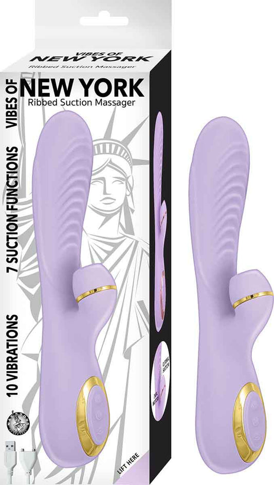 Vibes of New York Ribbed Suction Massager - Lavender