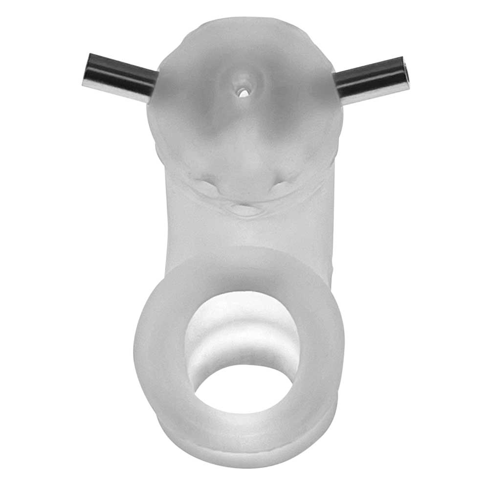 Airlock Electro Air-Lite Vented Chastity With Two 4mm Contacts - Clear Ice - Not Very Vanilla