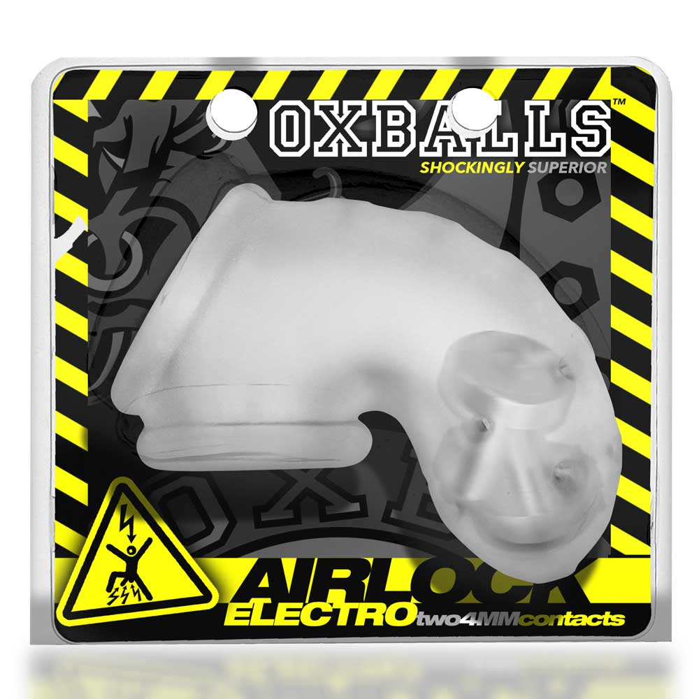 Airlock Electro Air-Lite Vented Chastity With Two 4mm Contacts - Clear Ice - Not Very Vanilla