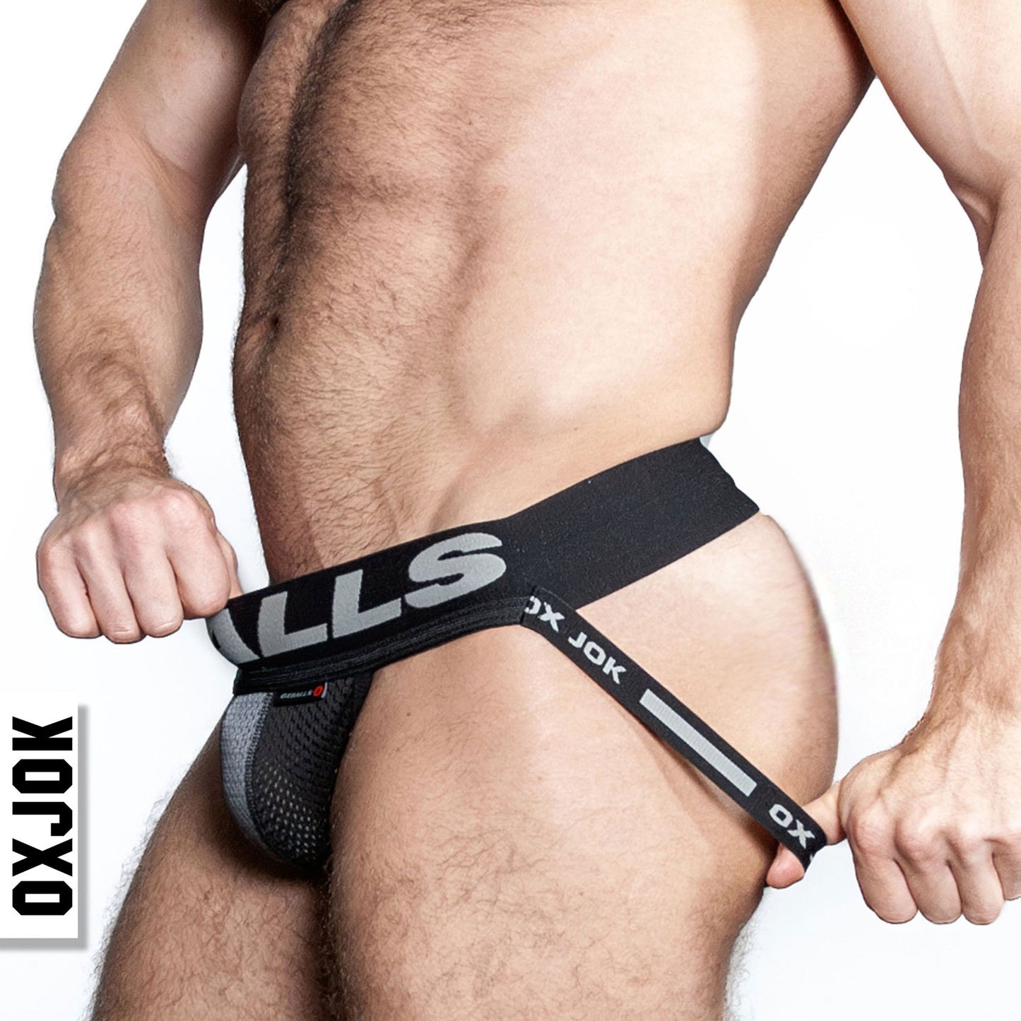 Airmesh Upthrust Slider-Strap Jock Tar Black Large - Not Very Vanilla