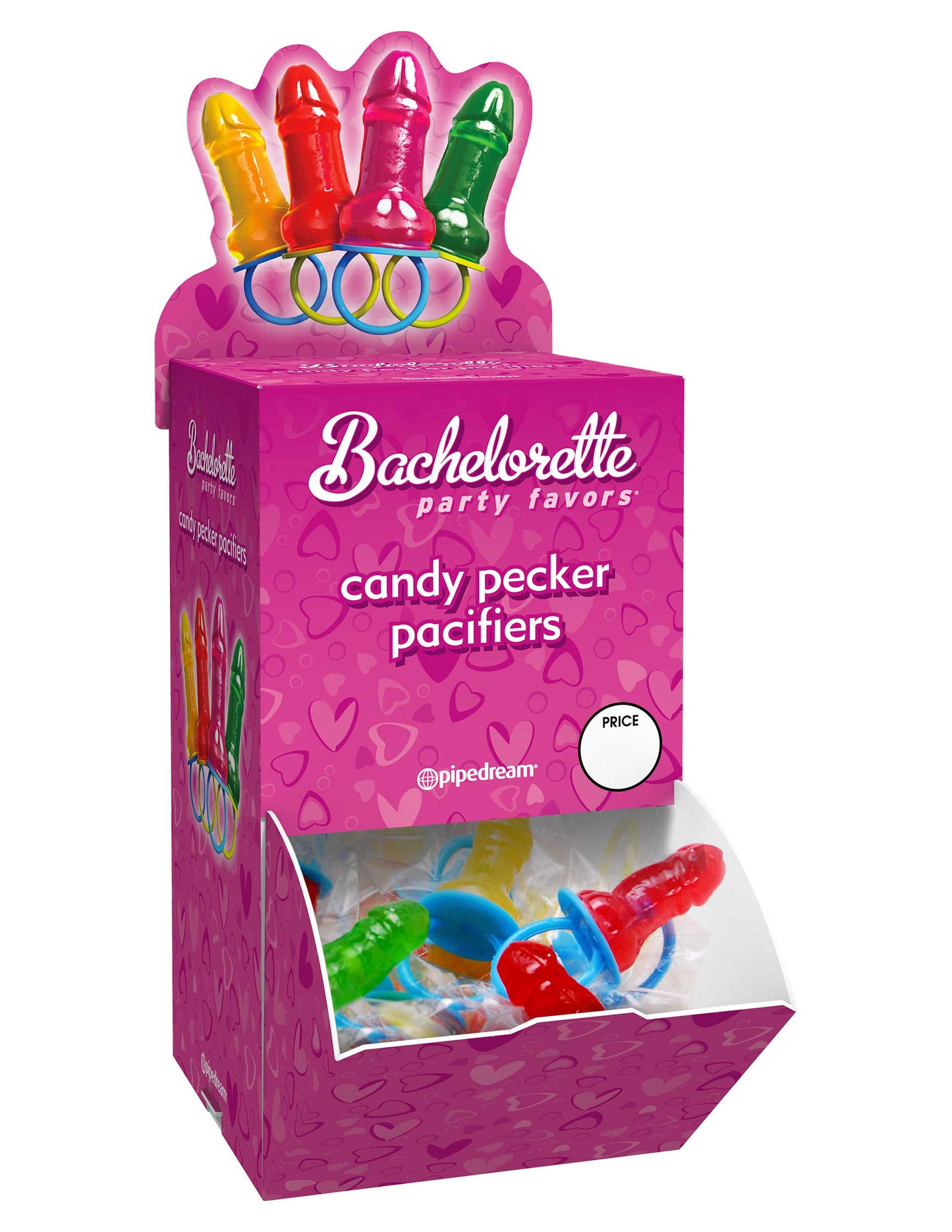 Bachelorette Party Favors Candy Pecker Pacifier 48 Pieces Display - Not Very Vanilla