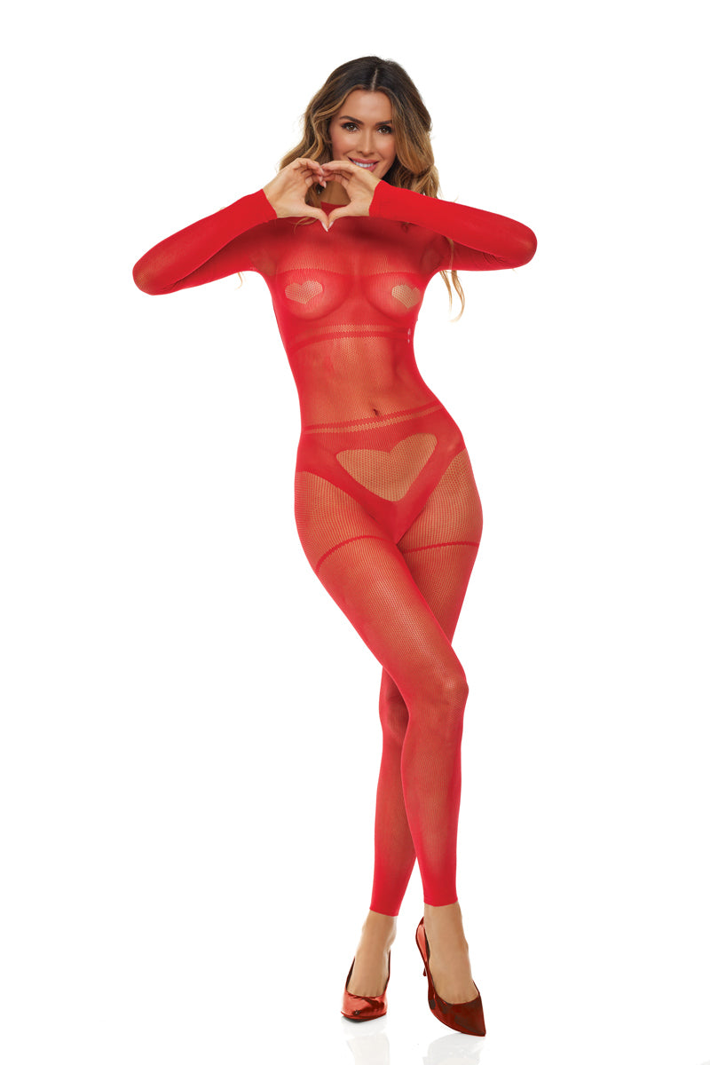 Mad Love Bodystocking - One Size - Red - Not Very Vanilla