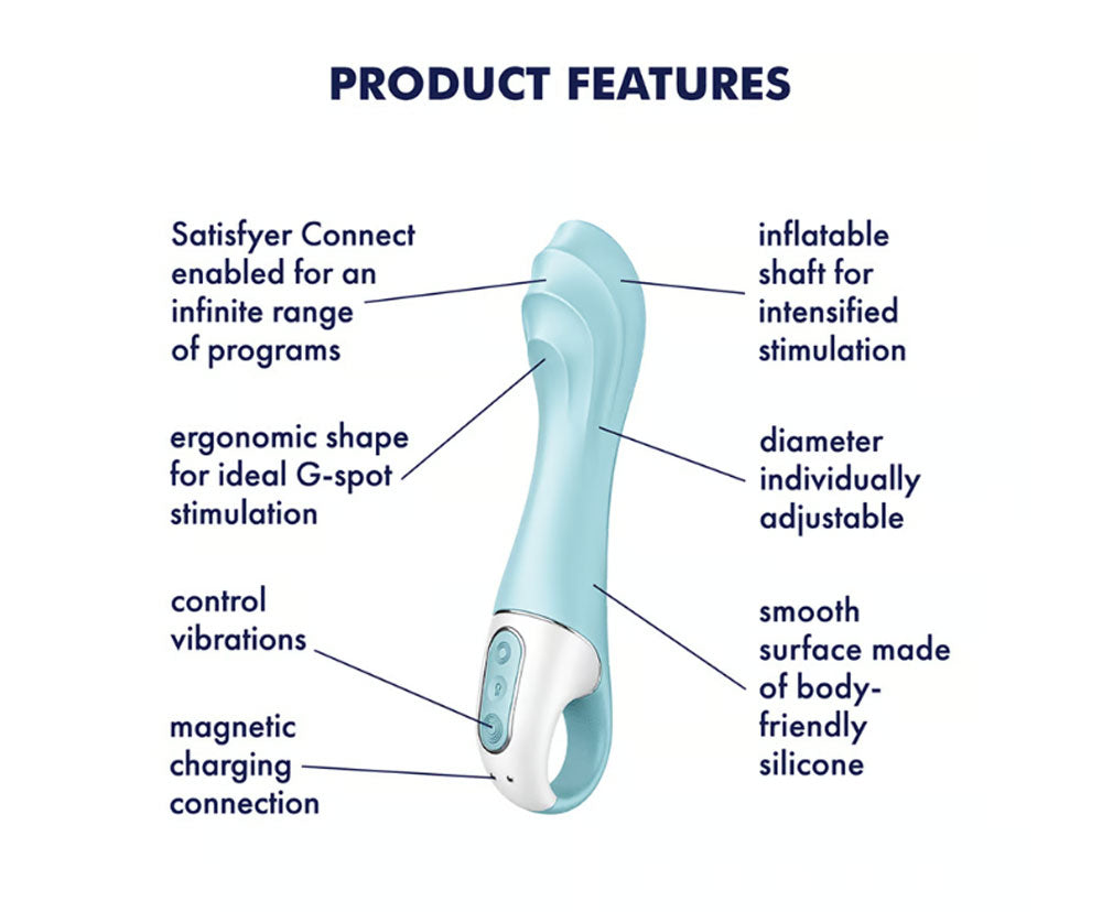 Satisfyer Air Pump Vibrator 5 Plus Inflatable G-Spot Vibrator - Blue - Not Very Vanilla